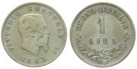 Italien 1 Lira Ag Emanuel II, M (Mailand), Gigante 68 -
