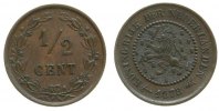 Niederlande 1/2 Cent Br Wilhelm III, Schulman 724, winziger Randfehler -