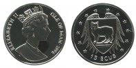 Man Medaille zu 15 Ecus Silber Elisabeth II - Manx Katze, 10 Gramm -