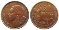 Frankreich 20 Francs AlBr Guiraud, B, drei Federn, 3 Faucilles -