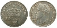 Frankreich 50 Centimes 1867 Ag Napoleon III,Mzz: BB (Strasbourg) vz