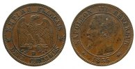 Frankreich 5 Centimes 1855 Br Napoleon III, D (Lyon), Anker F-VF