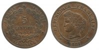 Frankreich 5 Centimes 1881 Br Ceres, A (Paris) VF-EF