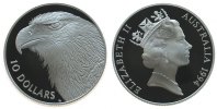 Australien 10 Dollar Ag Elisabeth II, Adler -