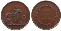 Paris Medaille Bronze Paris - auf die Kollekte des Büros für Gute Taten, Frau verteilt Essen am Mutter mit Kind / Mehrzeiler und Gravur: 1872 - -