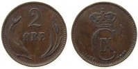 Dänemark 2 Öre 1899 Br Christian IX, VBP, kleine Randfehler ss