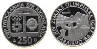 Jugoslawien 250 Dinara 1982 Ag Olympiade Sarajewo, Ansicht von Sarajewo, minimale Flecken pp