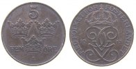 Schweden 5 Öre Br Gustav V, kleine Randfehler -