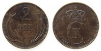 Dänemark 2 Öre 1889 Br Christian IX, kleiner Randstoß ss