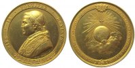 Vatikan Medaille o.J. Bronze vergoldet Pius IX (1846-1878), Brustbild nach links / Weltkugel in Wolke vz