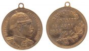 Wilhelm II. (1888-1918) tragbare Medaille Bronze Wilhelm II (1888-1918) - auf seinen Regierunsantritt, ca. 22,5 MM, fleckig -