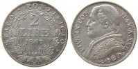 Vatikan 2 Lire 1867 Ag Pius IX, XXII aEF