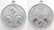 Wilhelm II. (1888-1918) tragbare Medaille Aluminium teilemailliert Wilhelm II (1888-1918) - Erinnerung an das Kaiserparade und Manöver, die Büsten von Wilhelm II als Kais -