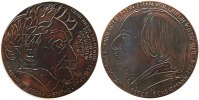Goethe Medaille Bronze Goethe (1749-1832),1982, Kopf nach links, Belorbeertes Brustbild auf dem Totenbett / Brustbild Johann Peter Eckermanns, v -