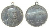 Luftfahrt tragbare Medaille Bronze versilbert Zeppelin Ferdinand Graf - auf die erste Fahrt des LZ 4, Brustbild nach halbrechst / LZ 4 über dem Bodensee, ca -