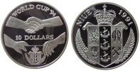 Niue 10 Dollar 1991 Ag Fußball WM USA 1994 pp