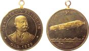Luftfahrt tragbare Medaille Bronze Zeppelin Ferdinand Graf von auf seinen 70. Geburtstag, Büste des Grafen halbrechts / Zeppelin über Bodensee - oben nur 19 -