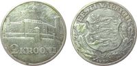 Estland 2 Krooni Ag Schloss von Tallinn, feine Kratzer, Patina -