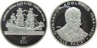 Schweden 20 Ecu Ag Gustav Adolf II, Segelschiff Wasa, ohne Verpackung, winziger Fleck -