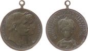 Wilhelm II. (1888-1918) tragbare Medaille Bronze versilbert Wilhelm II. (1888-1918) - auf dem Kronprinzen, Büsten Wilhelm und Victoria nach rechts / Brustbild des Kronpri -