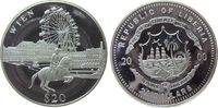 Liberia 20 Dollars Ag Wien (Österreich), Riesenrad etc., etwas fleckig, feine Handlingsmarken -