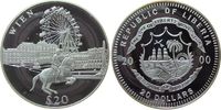 Liberia 20 Dollars Ag Wien (Österreich), Riesenrad etc., etwas fleckig, feine Handlingsmarken -