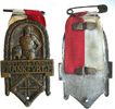 Frankfurt Abzeichen Weissmetall Frankfurt - Turnfest, auf das 11. deutsche Turnfest, Turner und Sportgerät (Pferd), ca. 37 x 61 MM, unten gelocht, A -