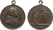 Vatikan tragbare Medaille o.J. Bronze Pius IX (1846-1870), Brustbild nach rechts / Christus übergibt Petrus zwe VF+