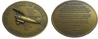 USA Medaille Bronze Eastern Airlines - auf den 50. Jahrestag, Doppeldecker mit Flugroute / Mehrzeiler, ca. 77 x 62,5 MM, ca. 177 Gramm -
