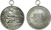 tragbare Medaille 1934 Silber Leipzig - auf das 20. Deutsche Bundesschießen, Drei Schützen auf einer Wi vz
