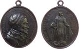 Wallfahrt tragbare Medaille Bronze St. Vincent de Paul Dombes, Brustbild nach rechts / Hl. Maria, ca. 36 x 27,8 MM -