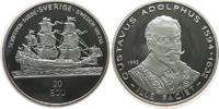 Schweden 20 Ecu Ag Gustav Adolf II, Segelschiff Wasa, ohne Verpackung, etwas angelaufen -