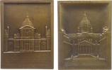 Paris Plakette Bronze Sorbonne - Universitätskapelle Ste. Ursule, beiderseits Kapellenansicht, v. Pichaud, ca. 54 x 71 MM -