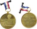 Paris tragbare Medaille Bronze vergoldet Paris - zur Erinnerung an den Ballonaufsteig zur Weltausstellung, n. C. Trotin, ca. 36 MM -