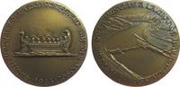 Gelegenheitsmedaillen Medaille Bronzeguß Mosel - Eröffnungsjahr der Großschiffahrt, römische Galeere / Staustufe, v. R.B. Baron, ca. 67,5 MM -