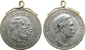Wilhelm II. (1888-1918) tragebare Medaille Bronze versilbert Wilhelm II. (1888-1918) - Wilhelm I und Friedrich III, Gründer des Deutschen Reiches, ca. 28,5 MM, nachträglic -