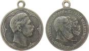 Wilhelm II. (1888-1918) tragebare Medaille Zinn versilbert (?) Wilhelm II. (1888-1918) - Wilhelm I und Friedrich III, Gründer des Deutschen Reiches, ca. 28,8 MM -