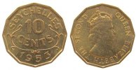 Seychellen 10 Cents NiMs Elisabeth II, etw.fleckig -