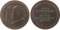 Neujahr Medaille Bronze Neujahr - Carl Friedrich und Caroline Luise, beider Büsten nach links / Mehrzeiler, v. B.H. Mayer Pforzheim, ca. 50 MM -