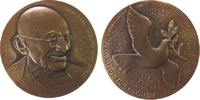 Neujahr Medaille Bronze Neujahr - Mahatma Gandhi, Gewaltlos zur Freiheit, Brustbild halbrects / Taube mit Friedenszweig, v. B.H. Mayer Pforzheim, -