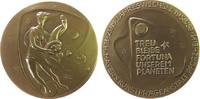 Neujahr Medaille Bronze Neujahr - Fortuna, schwebende Fortuna mit Füllhorn im Weltall / Schrift mit einem Planeten und Sternen, v. B.H. Mayer Pfo -