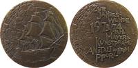 Neujahr Medaille Bronze Neujahr - Segelschiff (Dreimastbark), / Schrift, v. B.H. Mayer Pforzheim, ca. 50 MM -