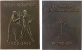 Neujahr Plakette Bronze Neujahr - Mann und Frau beim Pflanzen eines Bäumchens, Schrift und Baum, v. B.H. Mayer Pforzheim, ca. 40 x 50 MM -