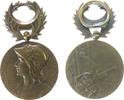 Marokko Medaille Bronze Befriedung Marokkos, behelmte Büste der Marianne nach rechts / Kanone vor Fahnen, v. Georges Lemaire, ca. 30 MM, Tragöse -