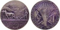 Landwirtschaft Medaille Silber Kreisbauernkammer Mittelfranken - für verdienstvolle Leistungen, Bauer beim Pflügen / Getreidegarbe mit Sense und Dreschf -