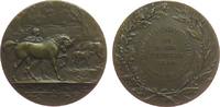 Landwirtschaft Medaille Bronze Frankfurt - zur 50. Jubiläumsfeier Landwirtschaftlicher Verein, Pferde mit Stallburschen in Landschaft / leeres Gravurfel -