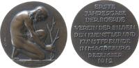 Städte Medaille Bronzeguß Magdeburg - Erste Jahresgabe der Boerde, dem Verein der Bildenden Künstler und Kunstfreunde in Magdeburg, nackte knien -