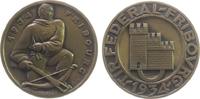 Schützenmedaille 1934 Bronze Fribourg - auf das Eidgenössische Schützenfest, knieender Schütze mit Bol UNC-