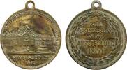 Frankfurt tragbare Medaille Bronze versilbert Internationale Elektrische Ausstellung, Frankfurt, Ansicht der Maschinenhalle / Mehrzeiler im Kranz, ca. 27,2 -