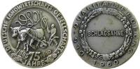 Landwirtschaft Medaille Alpacca DLG-Qualitätsprüfung - Deutsche Landwirtschaftsgesellschaft, Schlagsahne, Bauer beim pflügen mit einem Ochsengespann / S -